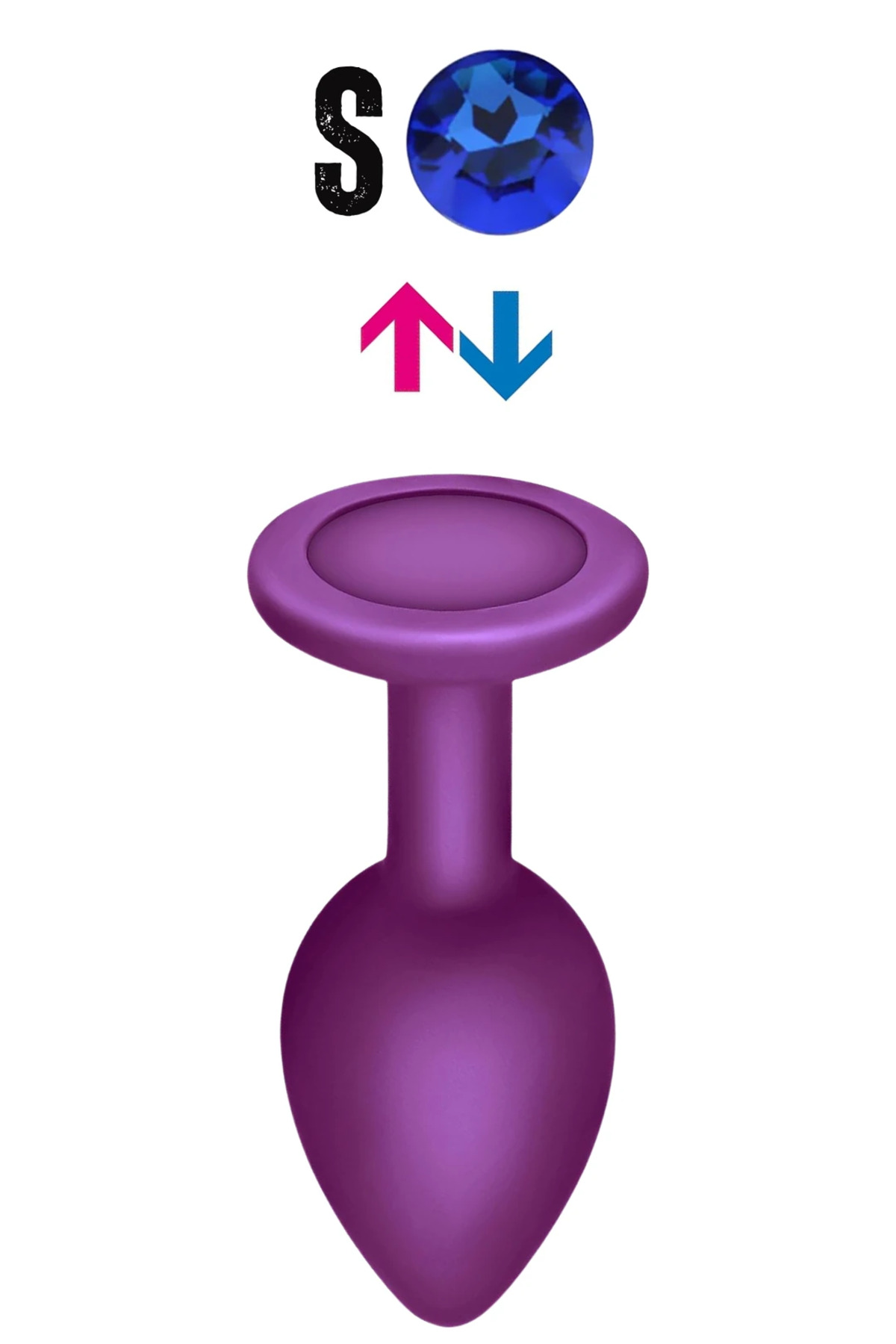 Çıkar-Tak Parlak Mavi Yuvarlak Mücevher Taşlı Mor Pürüzsüz Silikon Anal Butt Plug - Küçük Boy - Görsel 4