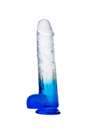 MYST COLOR Dildo Realistik Jel Dokuda Vantuzlu Ultra Yumuşak Şeffaf Mavi Yapay Penis