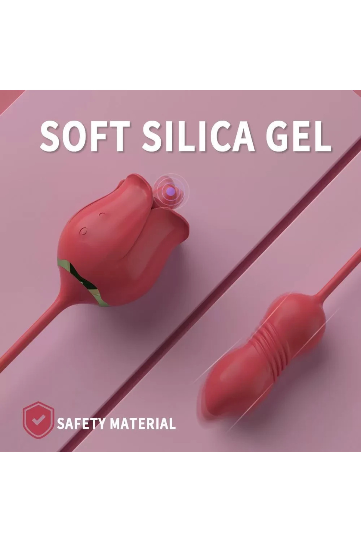 ROSE PRO 7 İleri Geri ve Dil Hareketli Klitoris ve Göğüs Ucu Uyarıcı Yeni Nesil 2 in 1 Gül Vibratör - Görsel 5