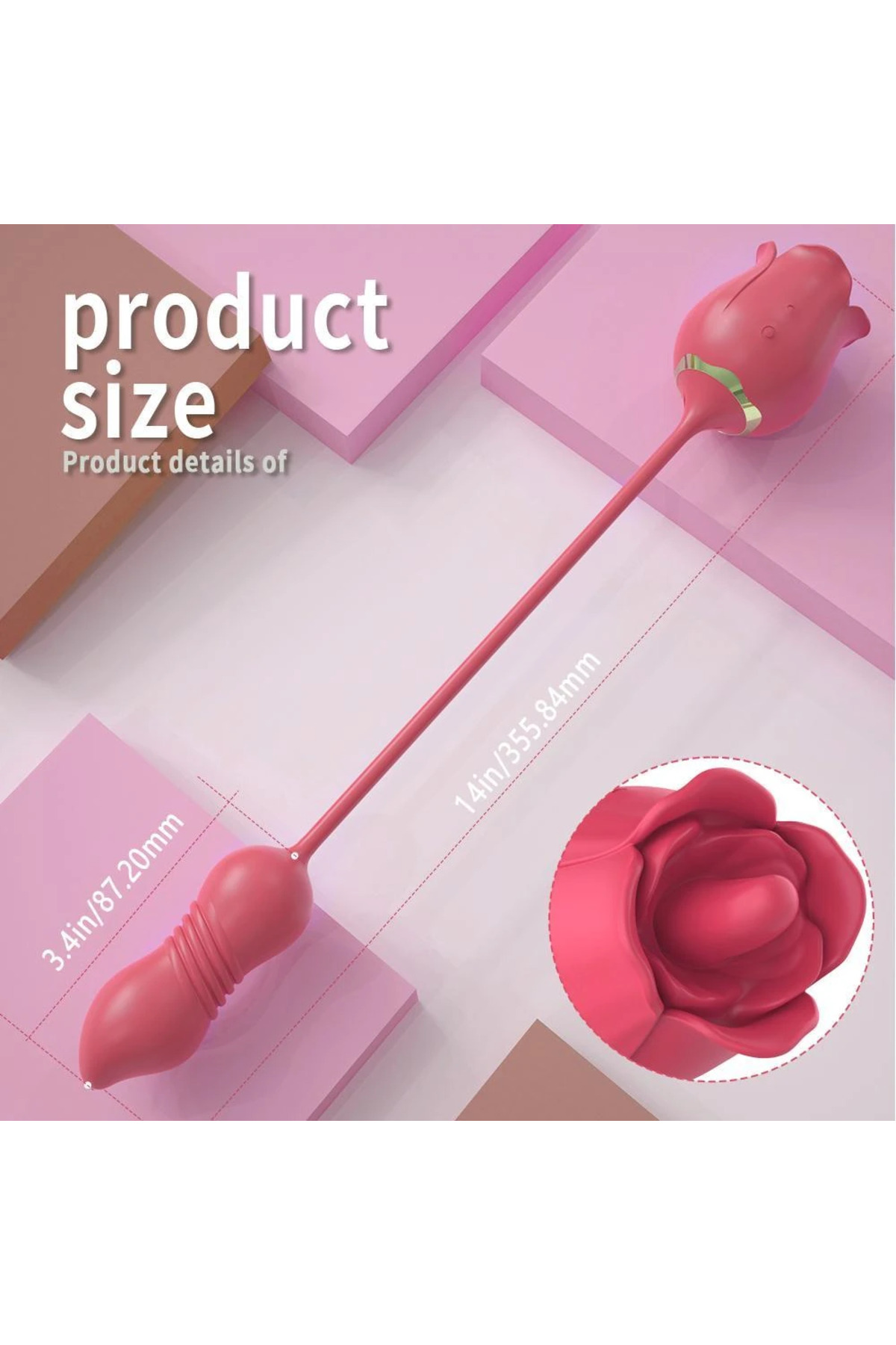 ROSE PRO 7 İleri Geri ve Dil Hareketli Klitoris ve Göğüs Ucu Uyarıcı Yeni Nesil 2 in 1 Gül Vibratör - Görsel 7