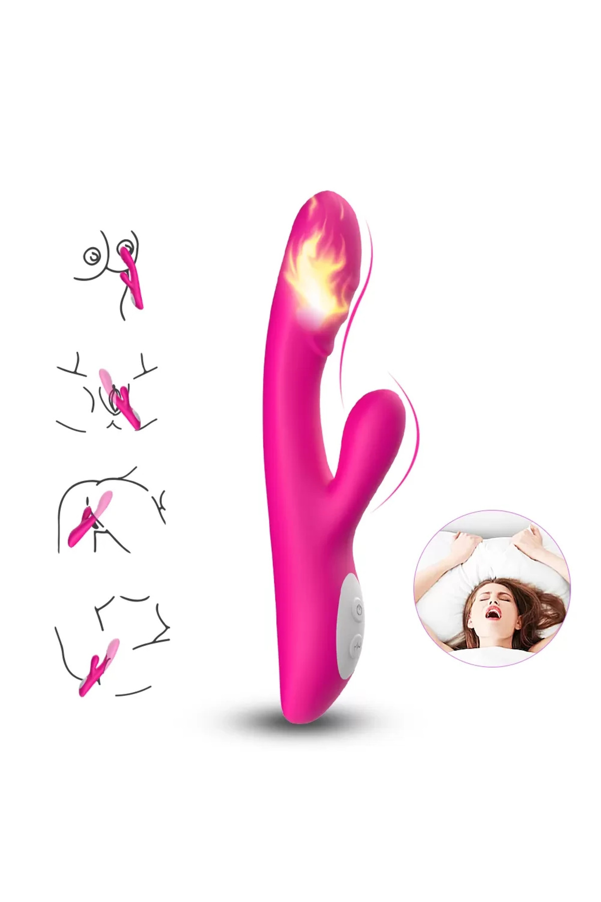 PRIME TOYS Spark Isıtmalı Klitoris ve G Spot Uyarıcı 2 in 1 Rabbit Vibratör - Pembe