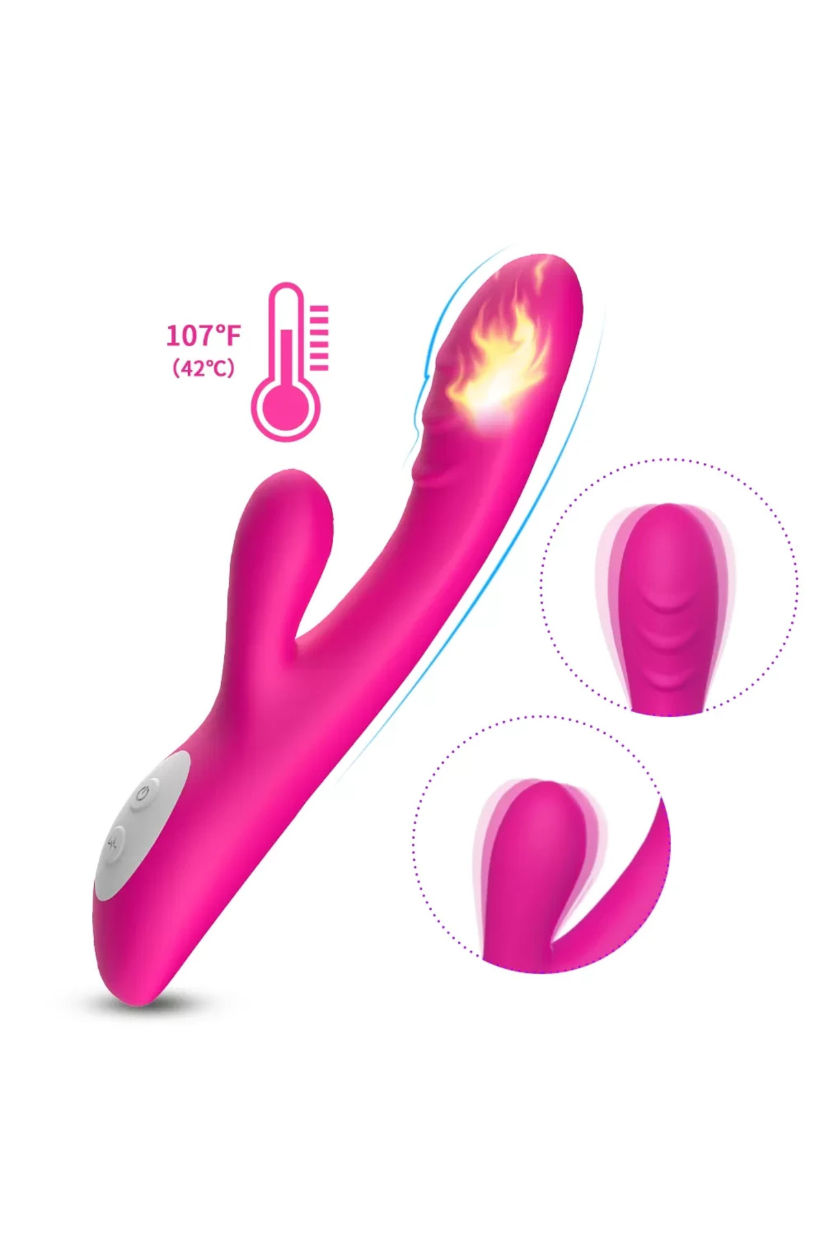 PRIME TOYS Spark Isıtmalı Klitoris ve G Spot Uyarıcı 2 in 1 Rabbit Vibratör - Pembe - Görsel 2