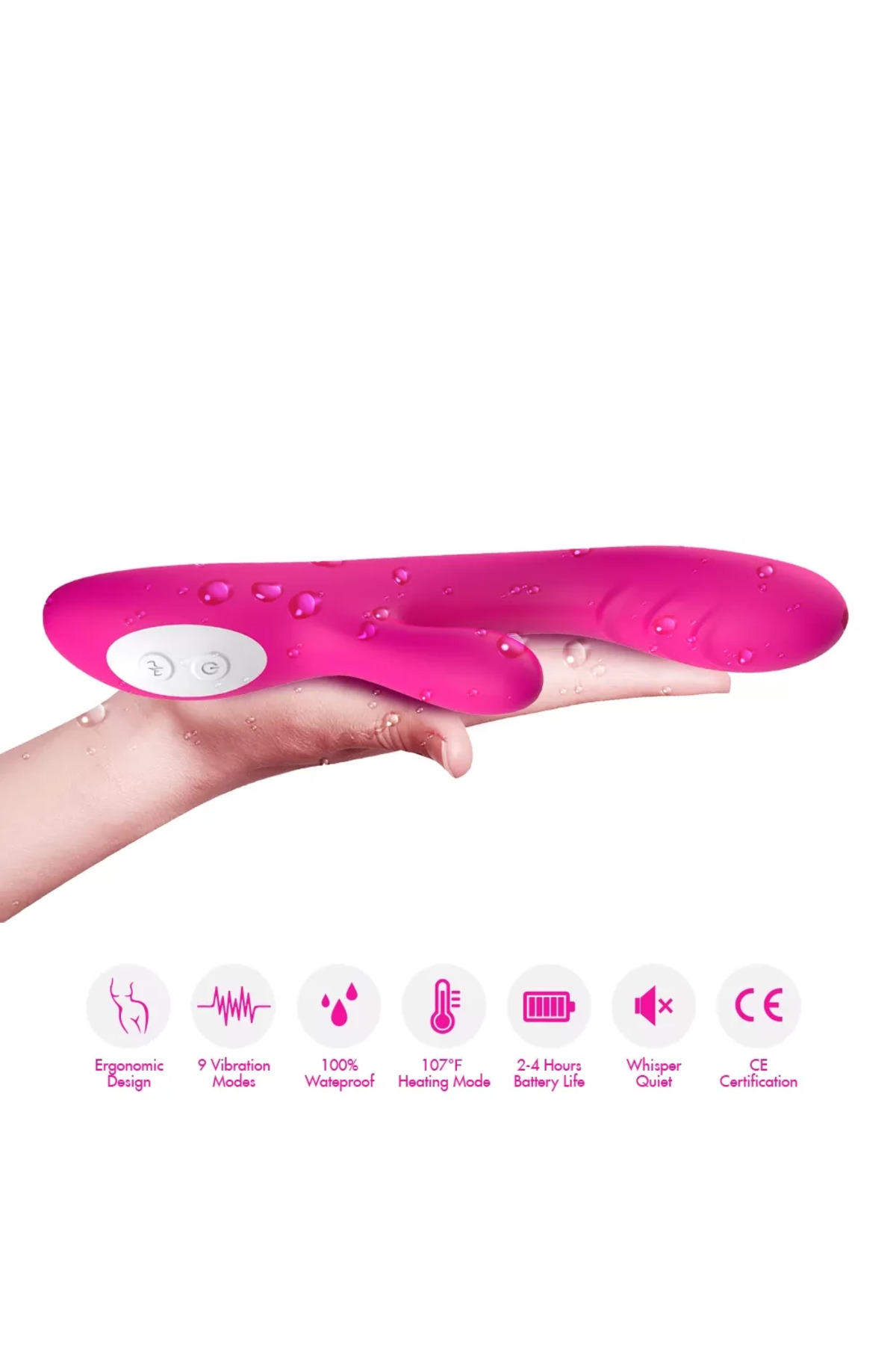 PRIME TOYS Spark Isıtmalı Klitoris ve G Spot Uyarıcı 2 in 1 Rabbit Vibratör - Pembe - Görsel 4
