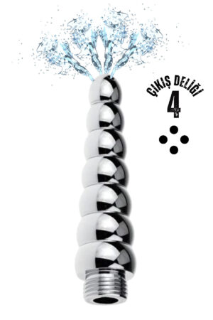Paslanmaz Çelik 7 Anal Beads Butt Plug 4 Delikli Anal Temizlik Metal Lavman Duş Başlığı