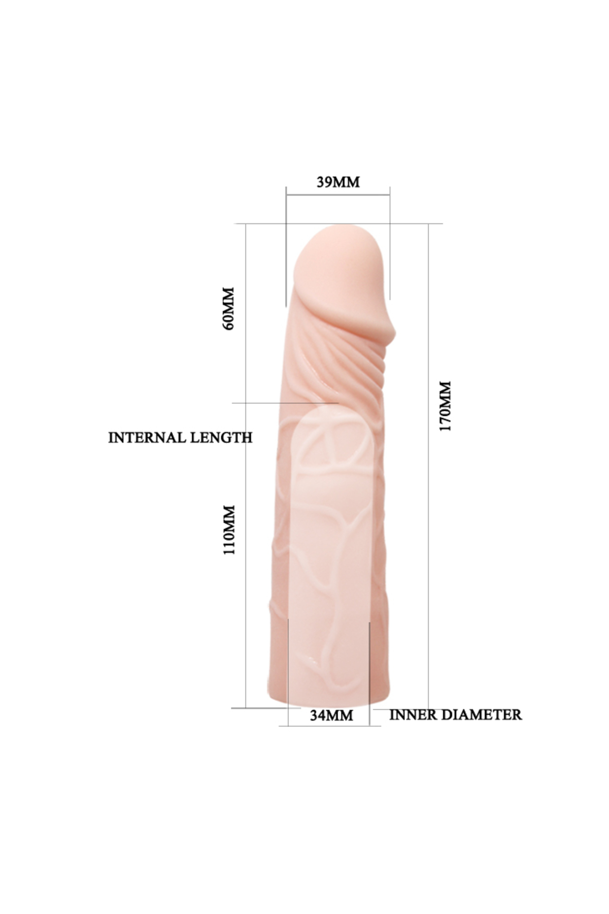 Big Men 6 CM Dolgulu Realistik Penis Kılıfı Uzatmalı - Görsel 4
