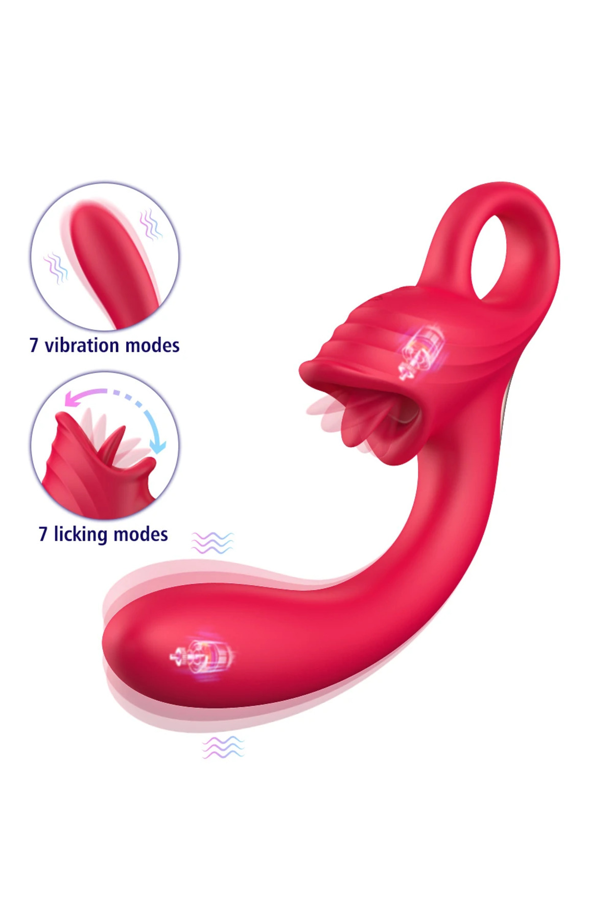 PRIME TOYS Ellie Şarjlı 2 in 1 Klitoris G Nokta Uyarıcı Dil Yalama Hareketli Kavisli Vibratör - Görsel 3