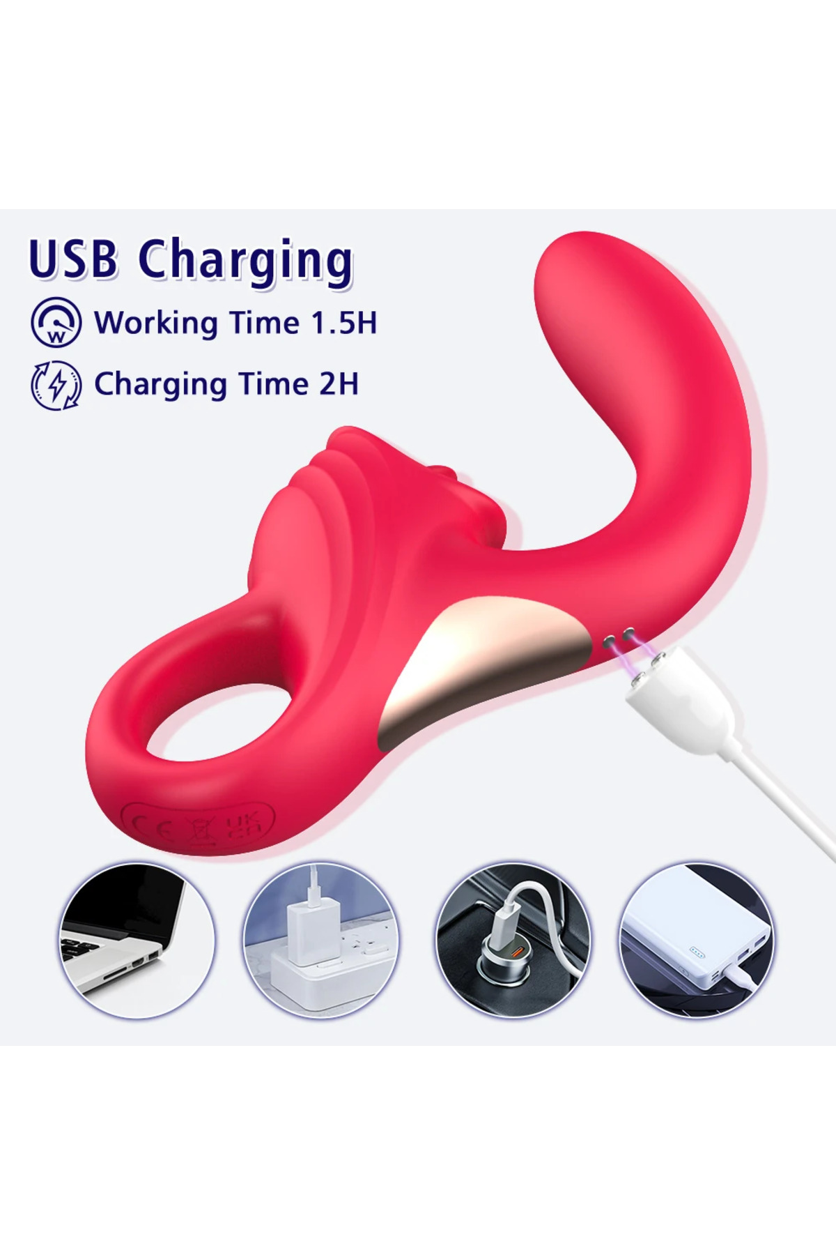 PRIME TOYS Ellie Şarjlı 2 in 1 Klitoris G Nokta Uyarıcı Dil Yalama Hareketli Kavisli Vibratör - Görsel 8
