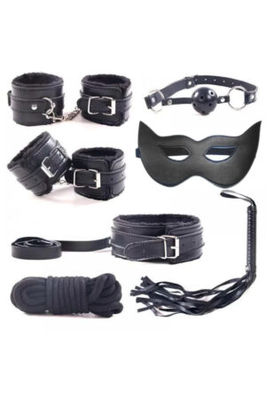 Fetish Beginner 7 Parça BDSM Set - Siyah
