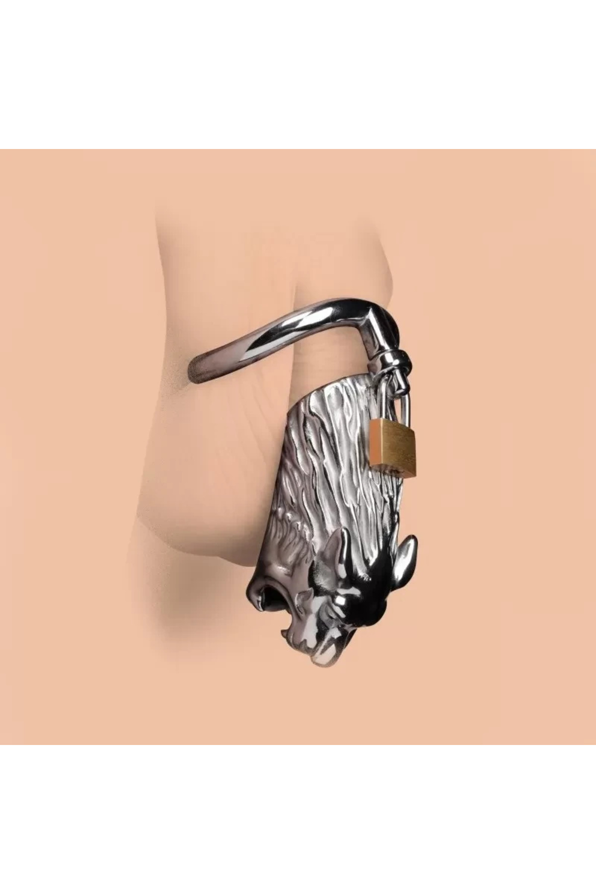TIGER KING Chastity Cock Cage Kaplan Görünümlü Metal Penis Esaret Kafesi - Görsel 2