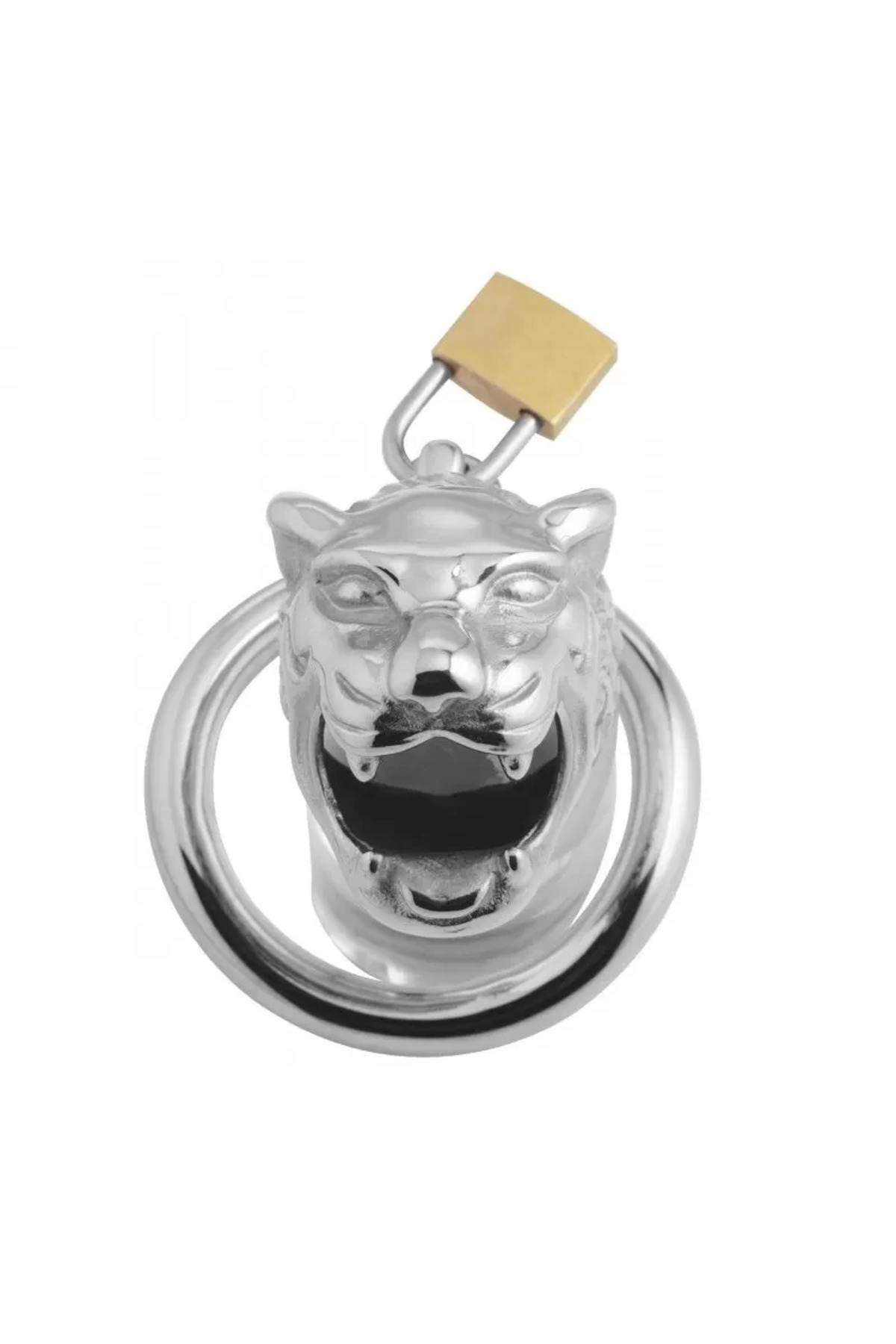 TIGER KING Chastity Cock Cage Kaplan Görünümlü Metal Penis Esaret Kafesi - Görsel 4
