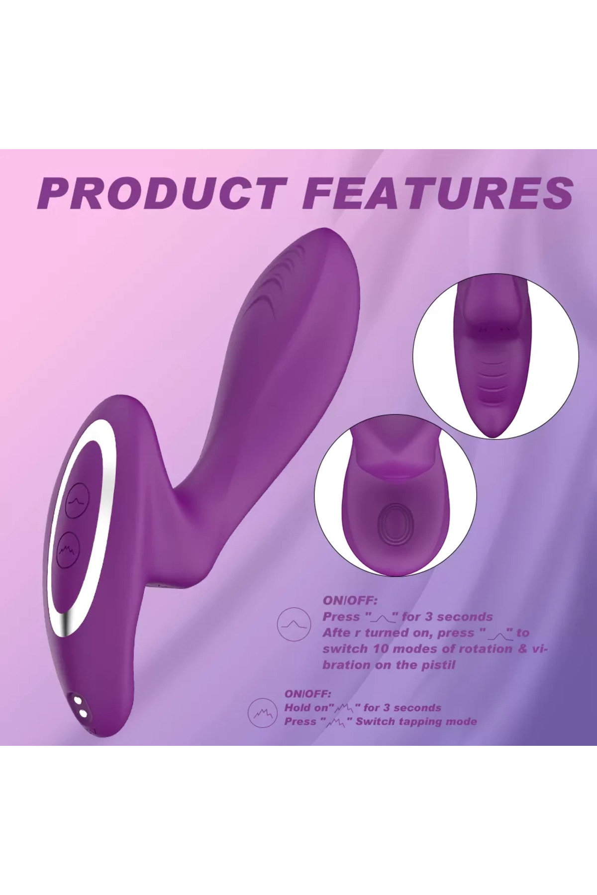 MR Z. Klitoris ve Vajina Uyarıcı G-Spot Tapping Su Geçirmez 3 in 1 Vibratör - Görsel 4