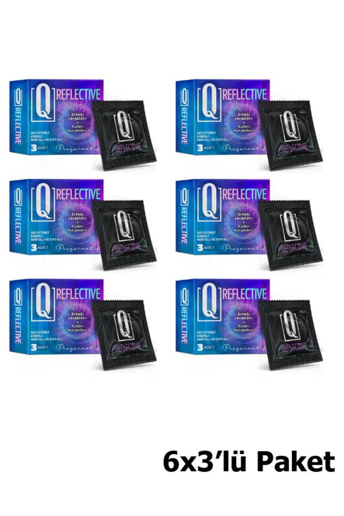Q REFLECTİVE 3'LÜ KREMLİ TIRTIKLI PREZERVATİF 6'lı Set