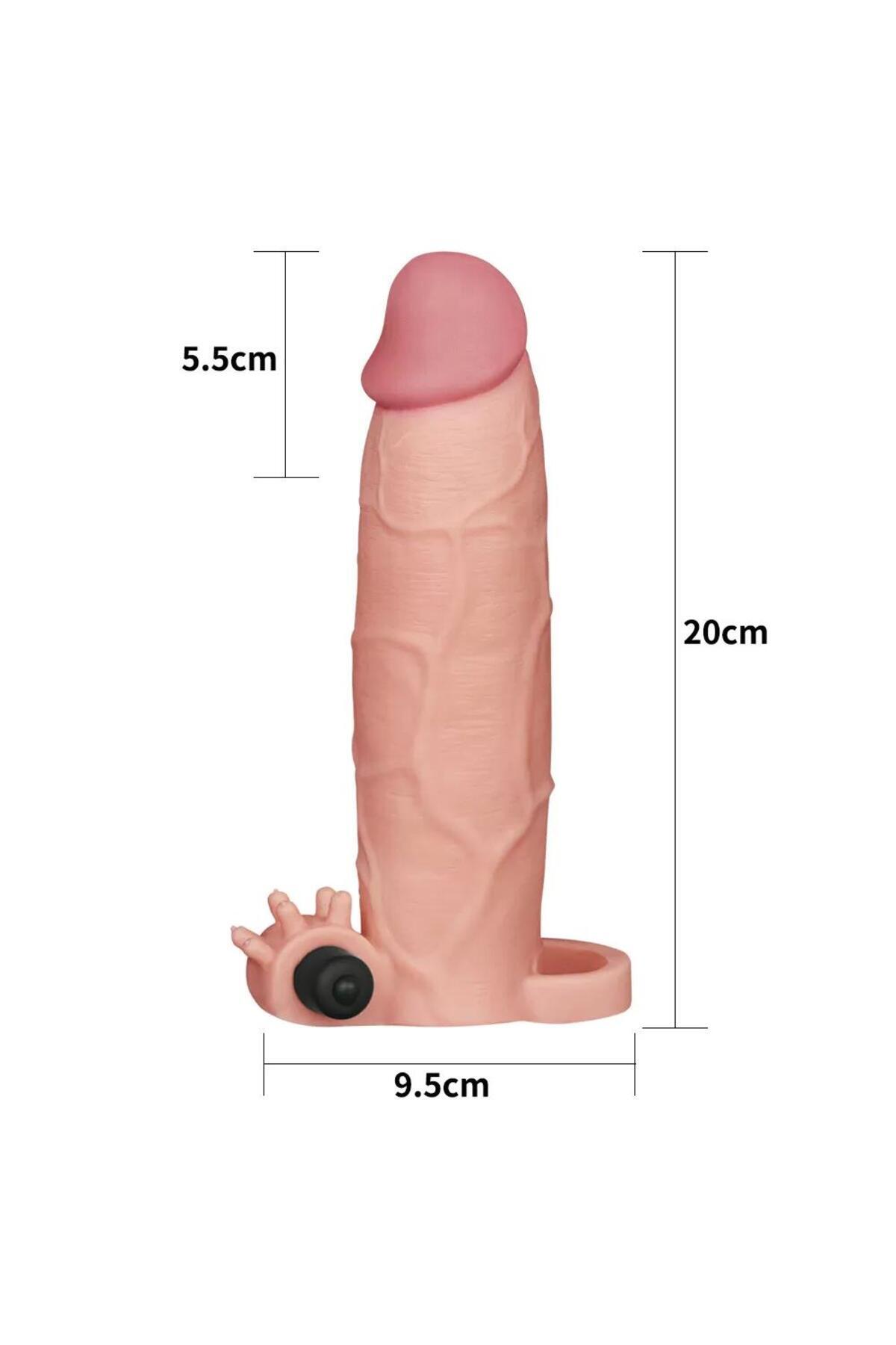 7.5 CM Dolgulu Gerçekçi Ten Doku Titreşimli Kalın Penis Kılıfı - Pleasure X-Tender - Görsel 5