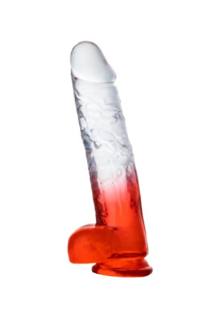 MYST COLOR Dildo Realistik Jel Dokuda Vantuzlu Ultra Yumuşak Şeffaf Kırmızı Yapay Penis