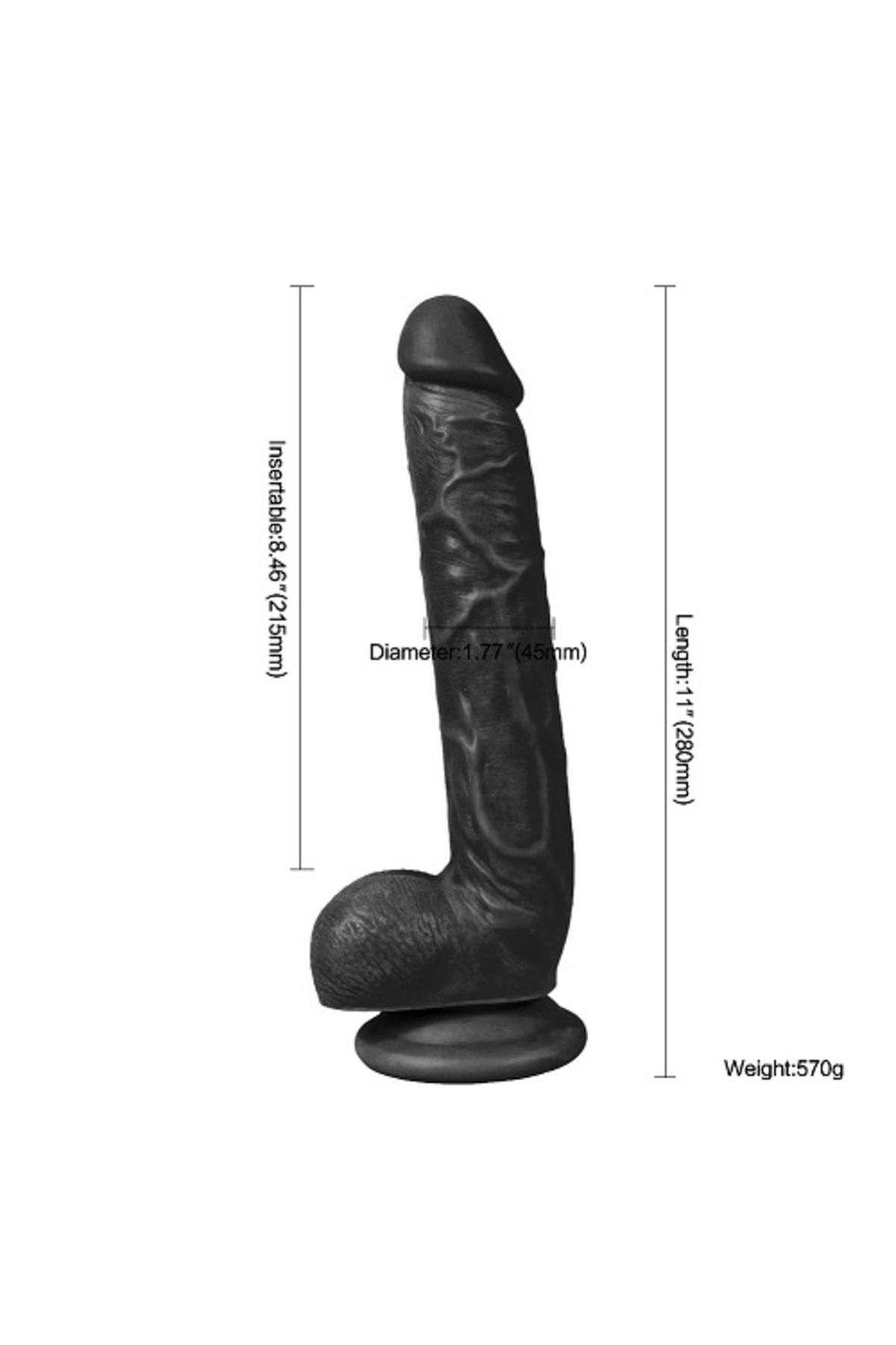 King Size 28 CM Vantuzlu Gerçekçi Realistik Penis Dildo - Görsel 2