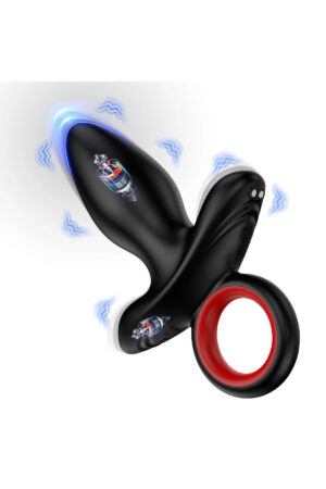 Şarjlı Tutma Aparatlı Güçlü Titreşimli Anal Plug 2 in 1 Çift Motorlu Perine Masaj Vibratör