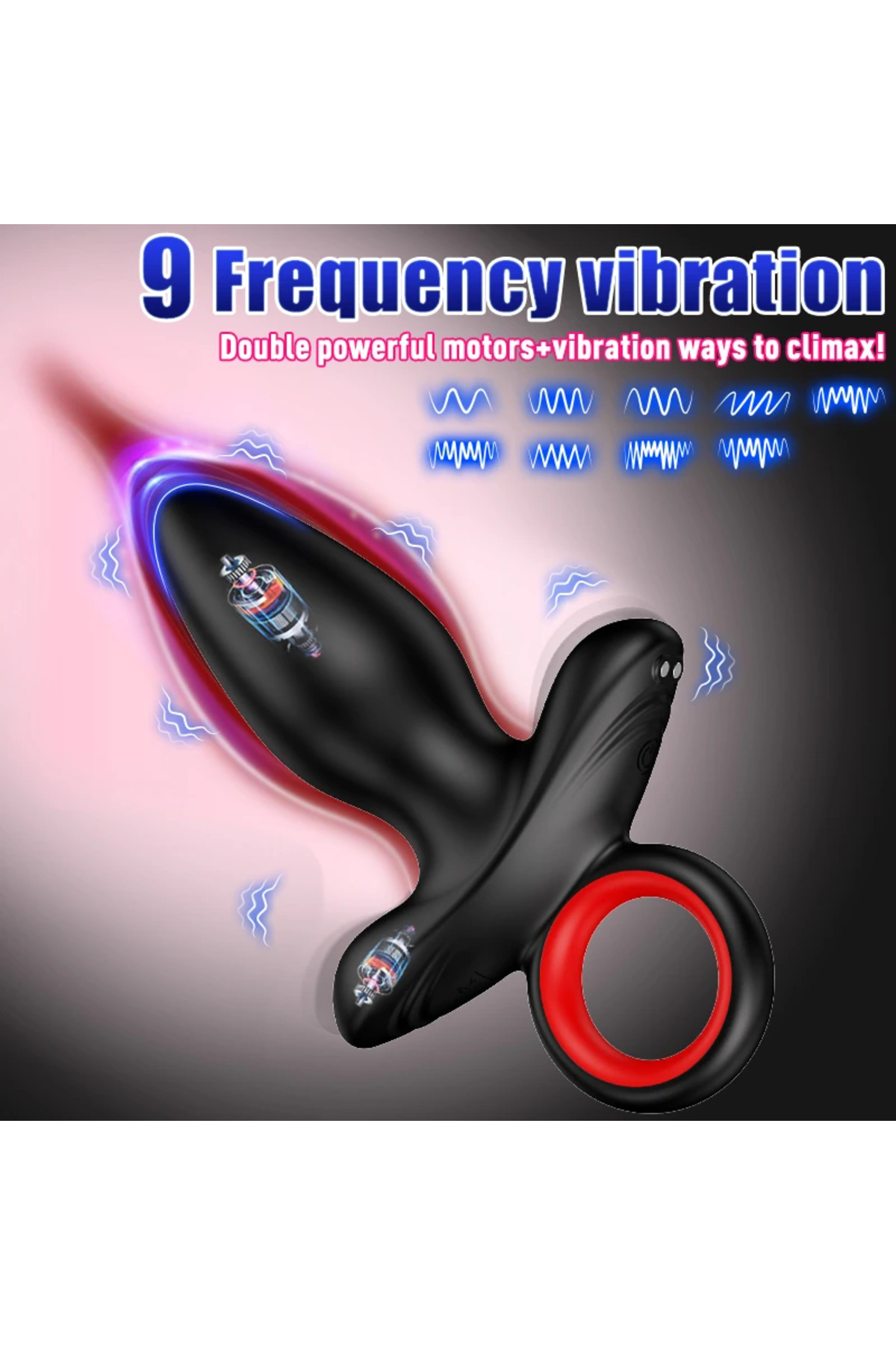 Şarjlı Tutma Aparatlı Güçlü Titreşimli Anal Plug 2 in 1 Çift Motorlu Perine Masaj Vibratör - Görsel 3