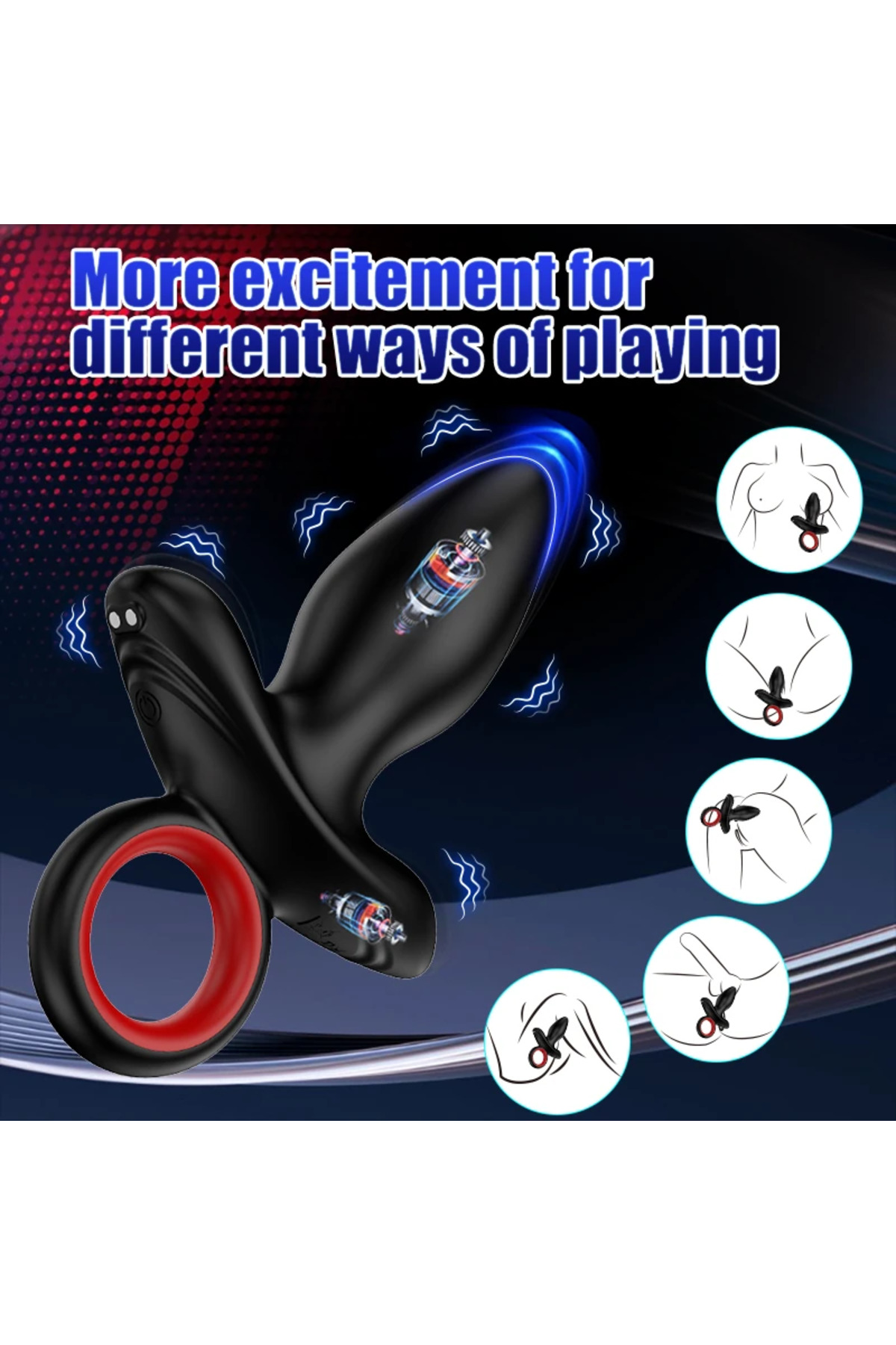 Şarjlı Tutma Aparatlı Güçlü Titreşimli Anal Plug 2 in 1 Çift Motorlu Perine Masaj Vibratör - Görsel 4