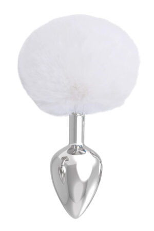 Paslanmaz Çelik Beyaz Tavşan Kuyruklu Pürüzsüz Silver Bunny Tail Metal Anal Butt Plug