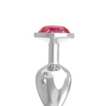 Paslanmaz Çelik Açık Pembe Yuvarlak Mücevher Taşlı Pürüzsüz Silver Metal Anal Butt Plug - Küçük Boy