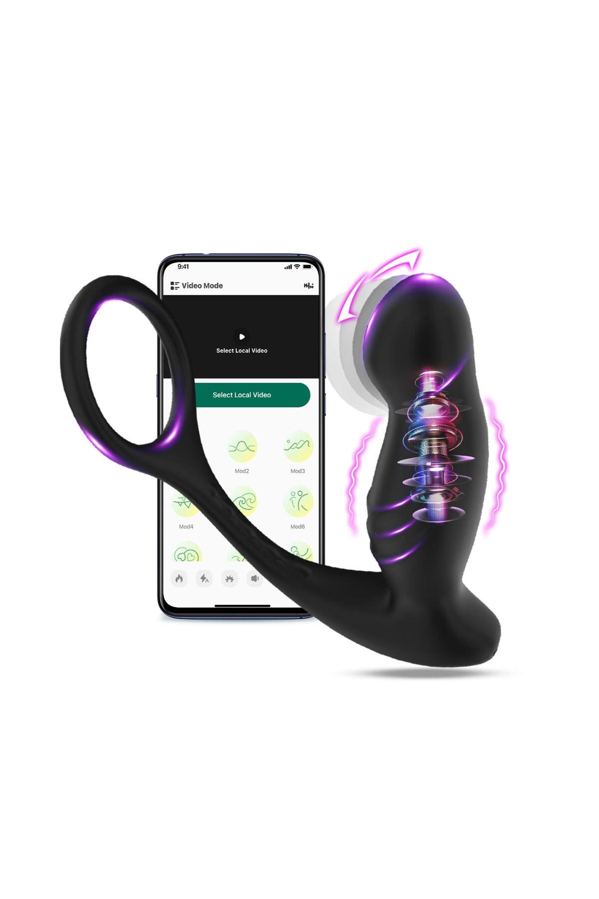 APP Kontrollü Titreşimli Anal Masaj Aleti Siyah – 10+10 Mod, USB Şarjlı, Sessiz & Su Geçirmez - Görsel 4