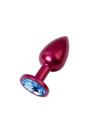 Metal Mavi Taşlı Kırmızı Anal Plug Orta Boy