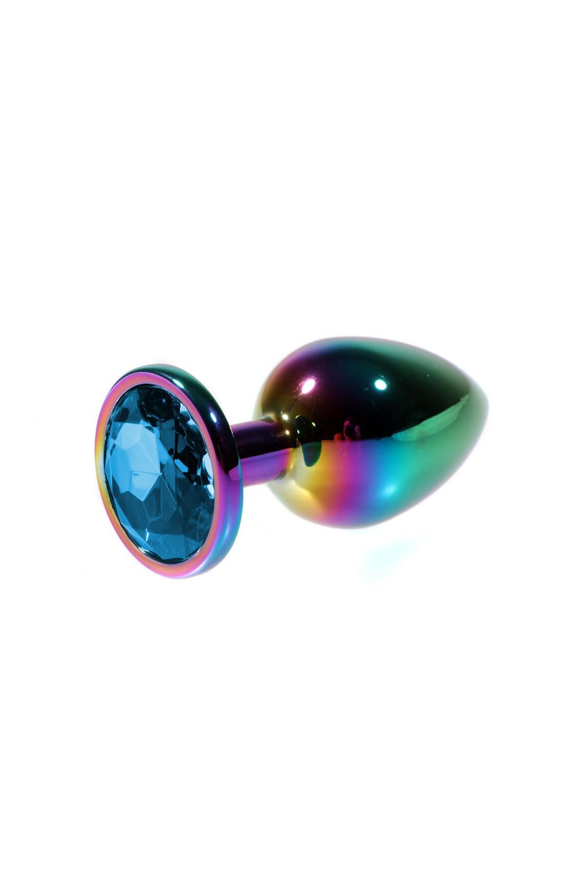 Metal Mavi Taşlı Rainbow Anal Plug Küçük Boy