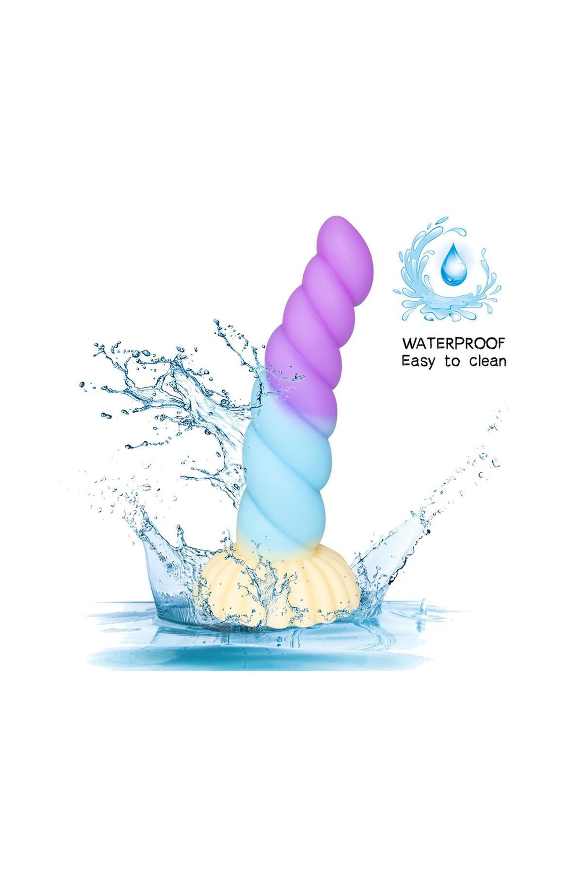 Spiral Unicorn Tasarımlı Silikon Dildo – Renkli ve Gerçekçi Dokulu - Görsel 3